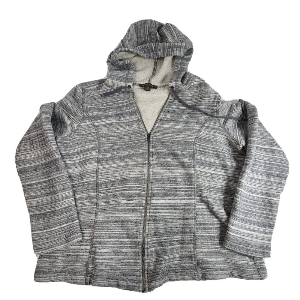 Tommy Bahama Women's Size L Heathered Gray Full Zip LS Sweatshirt Jacket Hoodie